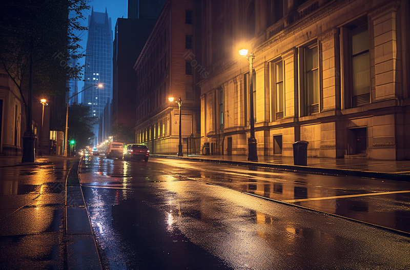 上海雨夜的外滩大街都市风光摄影,高清,摄影图,摄影图片,图片大全,摄影图免费下载
